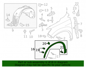 Накладка арки крыла передняя правая Honda Passport 19-25 Without hpd