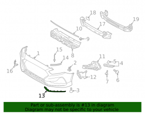 Молдинг переднего бампера правый Hyundai Sonata 18-19 hybrid