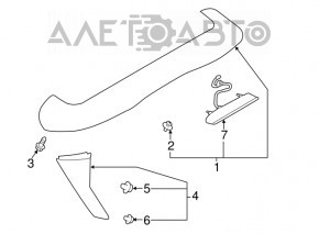 Накладка спойлера двери багажника левая Subaru Impreza 5d 17-23