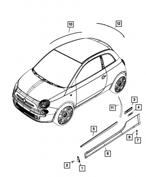 Накладка крыши правая Fiat 500 12-19