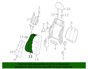 Обшивка спинки водительского сиденья Audi A3 8V 15-20 4d, 5d кожа черная
