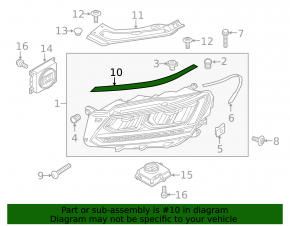 Молдинг передній передній лівий VW Passat b8 16-19 USA верхній, під LED