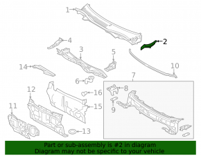 Уплотнитель решетки дворников правый Toyota Camry v55 15-17 usa