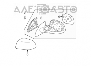 Зеркало боковое правое в сборе Nissan Leaf 11-12 3 пина, черное, царапины