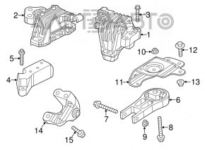 Подушка двигателя левая Jeep Cherokee KL 14-22 3.2