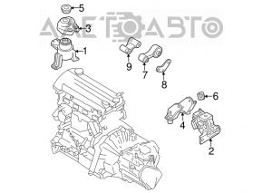 Подушка двигателя центральная задняя кронштейн Mazda6 03-05 2.3