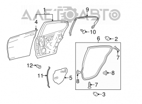 Уплотнитель двери задней правой Lexus GS300 GS350 GS430 GS450h 06-11
