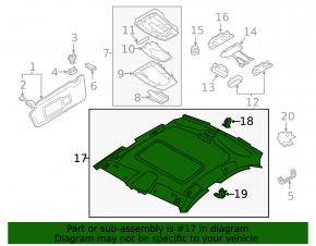 Обшивка потолка Audi A4 B9 17 серая, под люк