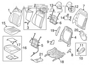 Водительское сидение Ford Fusion mk5 13-15 без airbag, механич, ткань серое