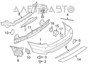 Бампер задний голый BMW 3 F30 16-18 без парктроников, под молдинг