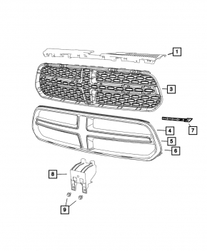 Обрамление решетки радиатора grill Dodge Durango 14-20 в цвет кузова