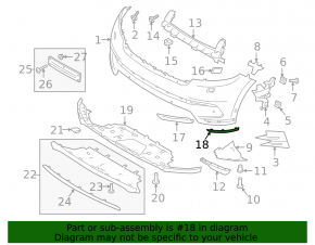 Молдинг переднего бампера левый нижний Land Rover Range Rover Velar 18-23 Base, S, SE