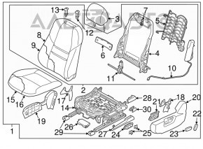 Водительское сидение Mazda CX-9 18 с airbag, электрическое, подогрев, кожа бежевая