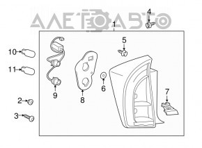 Фонарь правый Toyota Prius 30 12-15 рест, трещины под стеклом, потерт