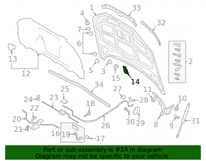 Крюк замка капота правый Audi A4 B9 17-25