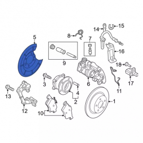 Кожух тормозного диска задний левый Ford Transit Connect MK2 13-23