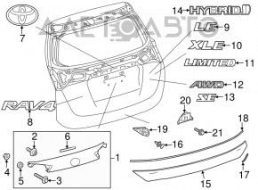 Накладка дверей багажника нижня Toyota Rav4 16-18