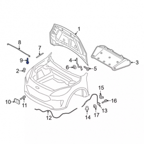 Кронштейн защелка опоры капота Ford Escape MK4 20-26