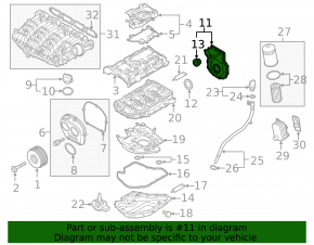 Передняя крышка двигателя VW Passat b8 16-19 USA 1.8 TFSI