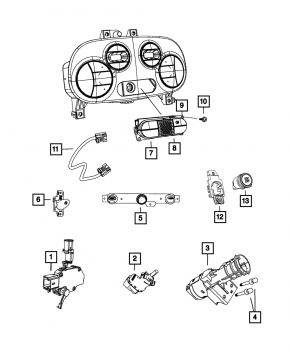 Кнопки передней панели Fiat 500 12-19