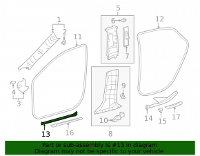 Накладка порога внутренняя передняя правая Toyota Camry v70 18-24 черная