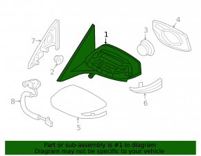 Зеркало боковое правое в сборе Nissan Maxima A36 16-19 подогрев, tilt-down
