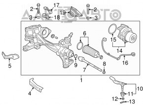 Рейка рулевая Honda CRV 17-19 ЭУР, без тяг