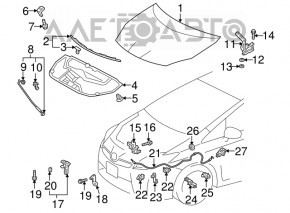 Капот голый Toyota Prius 30 10-15 алюминий, красный 3R3