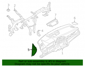 Накладка передней панели боковая левая BMW X1 F48 16-22 черная