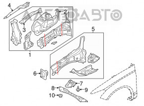 Четверть передняя левая Ford Fusion mk5 13-20 plug-in на кузове, черная, с кронштейном зарядного порта