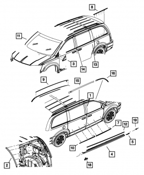 Накладка крыши левая Dodge Grand Caravan 11-20