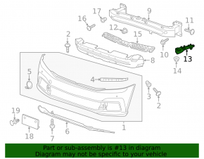 Крепление переднего бампера левое VW Passat b8 16-19 USA слом креп