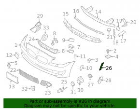 Отражатель переднего бампера правый BMW 5 F10 11-16 M Pack