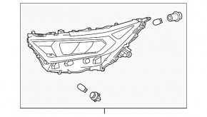 Фара передняя правая Toyota Rav4 19-21 отражатель, хром, USA built