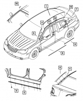 Накладка двери боковая задняя левая передняя Chrysler 200 11-14