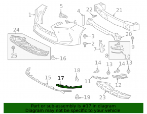 Губа переднего бампера правая Lexus RX350 RX450h 20-22