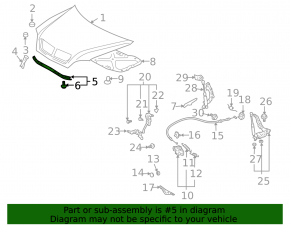 Уплотнительная резинка капота Lexus RX300 RX330 RX350 RX400h 04-08