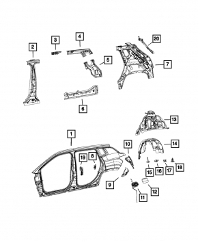 Подкрылок задний правый Jeep Compass 17-18