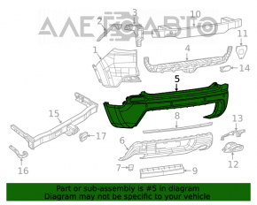 Бампер задний голый Jeep Cherokee KL 19-23 структура, под парктроники, царапины, песок