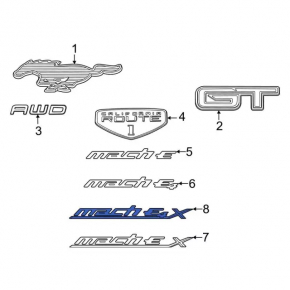 Эмблема надпись Mach-E4 X двери передней левой Ford Mustang Mach-E 21-26