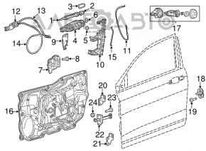 Механизм ручки двери передней левой Chrysler 200 15-17