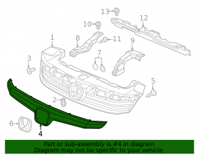 Молдинг решітки радіатора Honda Civic 12-12 хром