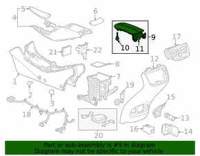 Консоль центральная подлокотник и подстаканники Chevrolet Malibu 16-21 кожа черная