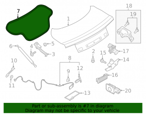 Уплотнитель крышки багажника Ford Mustang mk6 15-23 кабрио