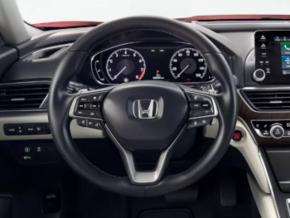 Руль голый Honda Accord 18-22 кожа черн, с подогревом, с накладками, примятости, царапины