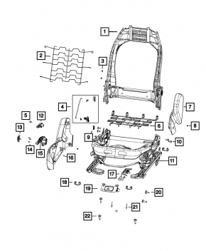 Накладка боковая пассажирского сиденья левая Jeep Compass 17-22 черная