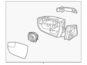 Зеркало боковое правое в сборе Ford Focus mk3 15-18 рест 5 пинов, синий