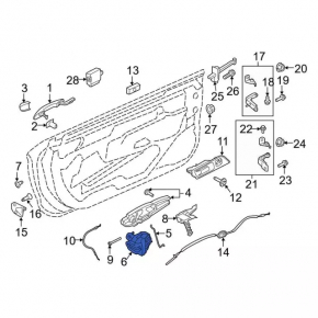 Замок двери передней правой Ford Mustang mk6 15-23