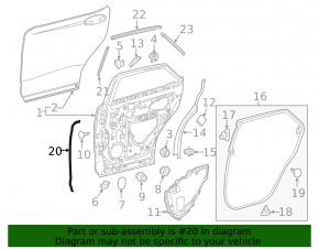 Уплотнитель двери боковой задний правый Lexus RX350L RX450hL 18-22 long передний