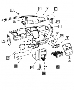 Торпедо передняя панель с AIRBAG Dodge Grand Caravan 11-20 черн